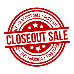 Closeout Sale Round red Stamp. Eps10 Vector Badge.