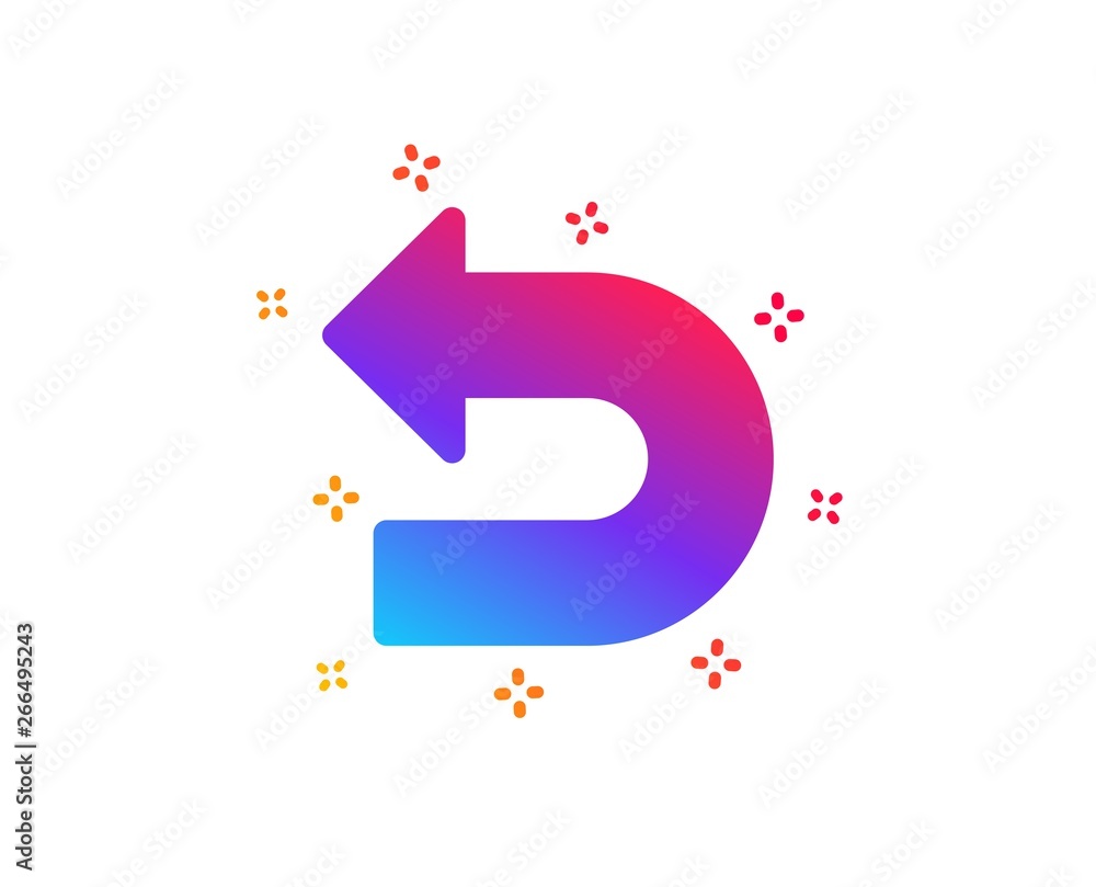 Poster undo arrow icon. left turn direction symbol. navigation pointer sign. dynamic shapes. gradient desig