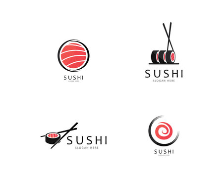 Sushi logo template vector icon for japanese food illustration design 