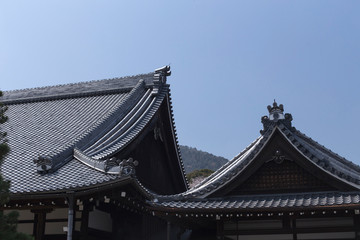 Rooftops of Kogenji temple on a sunny day in Kyoto