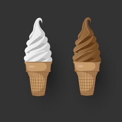 Vector illustration of ice-creams on gray background