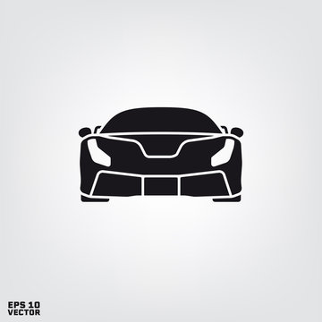 recommend clip art: sports car front view silhouette  vector icon