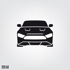 muscle car front view silhouette vector icon