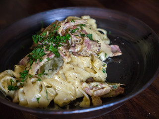 Spaghetti carbonara, Italian traditional food