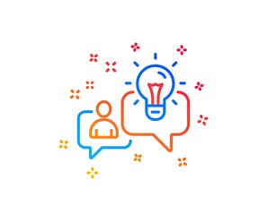 Idea line icon. Business management sign. Employee creativity symbol. Gradient design elements. Linear idea icon. Random shapes. Vector