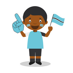 National sport team fan from Botswana with flag and glove Vector Illustration