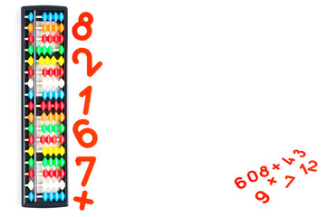 Japanese traditional calculator abacus and numbers