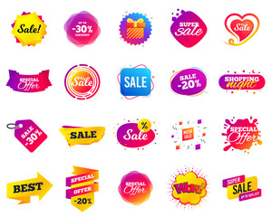 Sale banner. Special offer template tags. Cyber monday sale discount. Black friday shopping icons. Best ultimate offer badge. Super shopping discount icons. Mega banners set vector