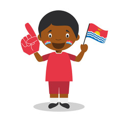 National sport team fan from Kiribati with flag and glove Vector Illustration
