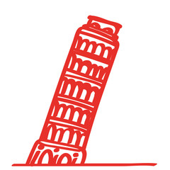 Handgezeichneter Turm von Pisa in rot