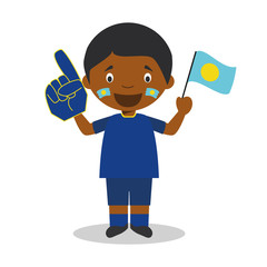National sport team fan from Palau with flag and glove Vector Illustration