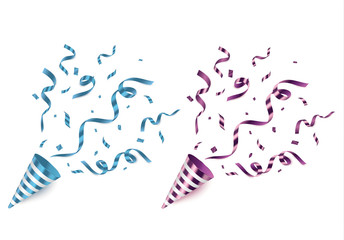 Vector confetti. Festive illustration. Party popper isolated on white background.