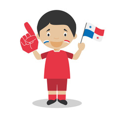 National sport team fan from Panama with flag and glove Vector Illustration
