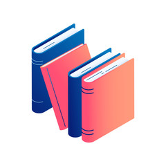 Isometric standing books - isolated vector illustration of stack of literature, dictionary or encyclopedia.
