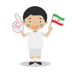 National sport team fan from Iran with flag and glove Vector Illustration