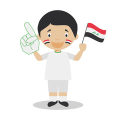 National sport team fan from Iraq with flag and glove Vector Illustration