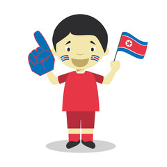 National sport team fan from North Korea with flag and glove Vector Illustration