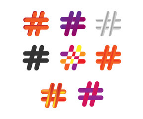 Hashtag icons set. Hash Tag pictograms. 