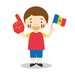 National sport team fan from Andorra with flag and glove Vector Illustration