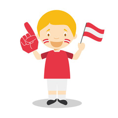 National sport team fan from Austria with flag and glove Vector Illustration