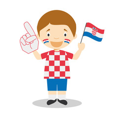 National sport team fan from Croatia with flag and glove Vector Illustration