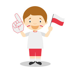 National sport team fan from Poland with flag and glove Vector Illustration