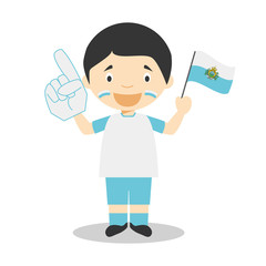National sport team fan from San Marino with flag and glove Vector Illustration