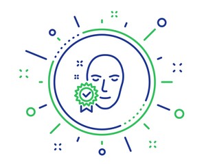 Face verified line icon. Access granted sign. Facial identification success symbol. Quality design elements. Technology face verified button. Editable stroke. Vector