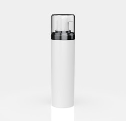 Realistic Cosmetic bottle can sprayer container. Dispenser for cream, soups, foams and other cosmetics With lid. 3d illustration
