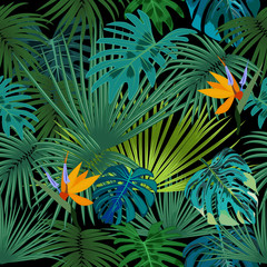 Fototapeta premium Tropical vector seamless pattern.