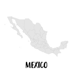 Naklejka premium Mexico map. High detailed map of mexico on white background.