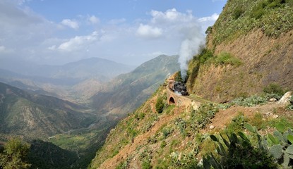 Dampfzug in schwindelder H&ouml;he