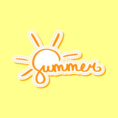 Sticker hand drawn. Lettering text flat style