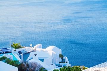 Romantic Santorini island. Island lovers, honeymoon and relaxation