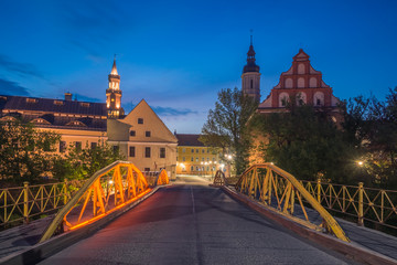 Panorama old town at night in Opole, Opolskie, Poland