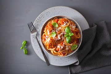 spaghetti with meatballs and tomato sauce, italian pasta