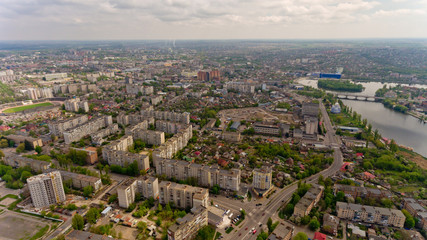 Fototapeta na wymiar Aerial view of the river Southern Bug in the city of Vinnytsia.