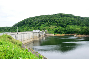 Fototapeta na wymiar Miyatoko Dam and Asahinako Lake. Kurokawa,Miyagi,Japan.