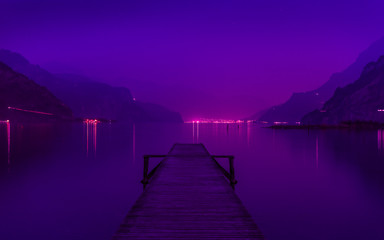 Fototapeta na wymiar Landscape in purple lilac colors.