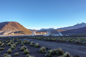 El Tatio Geysers crater long exposure in northern Chile, Atacama Region