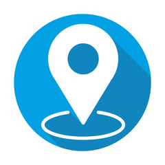 Map pointer vector blue icon in modern flat style isolated. Symbol map pointer is good for your web design.