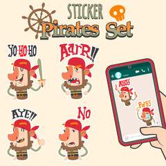 cute pirates cartoon sticker set