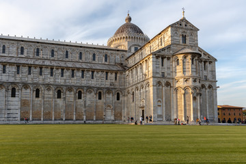 Fototapeta premium PISA, TUSCANY/ITALY - APRIL 18 : Exterior view of the Cathedral in Pisa Tuscany Italy on April 18, 2019. unidentified people