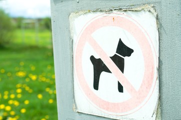 dog walking is prohibited, sign in the park, environmental protection