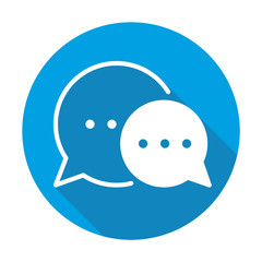 communication vector blue icon in modern flat style isolated. communication support is good for your web design.
