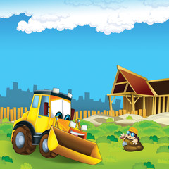 Obraz na płótnie Canvas cartoon scene of construction site for different usage illustration for children