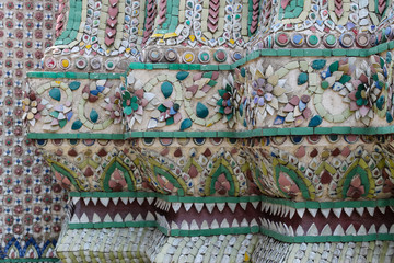 BANGKOK, THAILAND - August 25, 2016: Close up of the beauitful mosaic tilesin Wat Pho or Wat Phra...