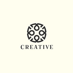 linear vector logo. Abstract luxury lines logotype.