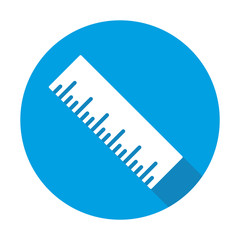 Ruler vector blue icon in modern flat style isolated. Ruler can support is good for your web design.