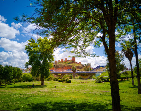 Views from the park of the retama, the castle of Alcala de Guadaira in Seville
